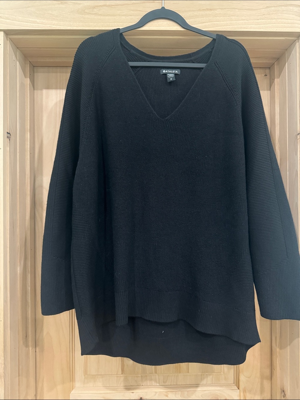 Athleta Black V-Neck Everyday Knit Pullover